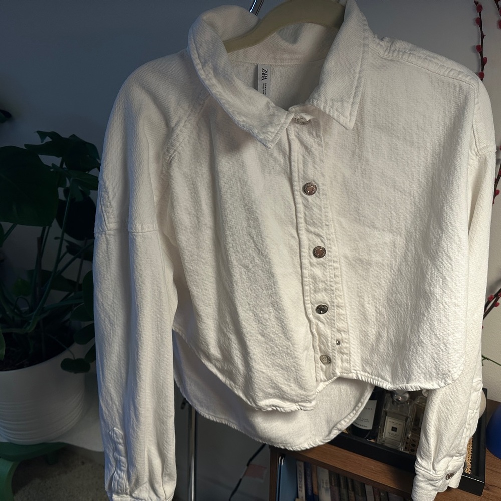 Zara white cropped short jacket